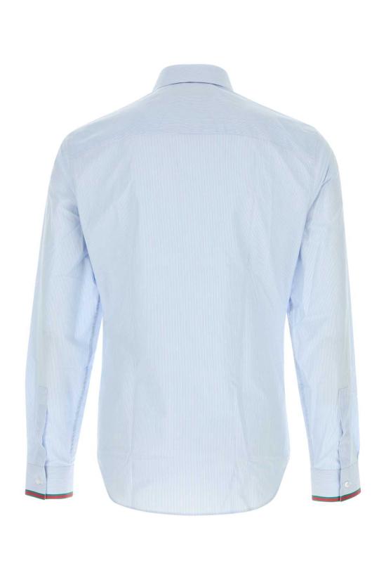  구찌 긴팔 셔츠 자수 포플린  아주르/화이트 - GUCCI