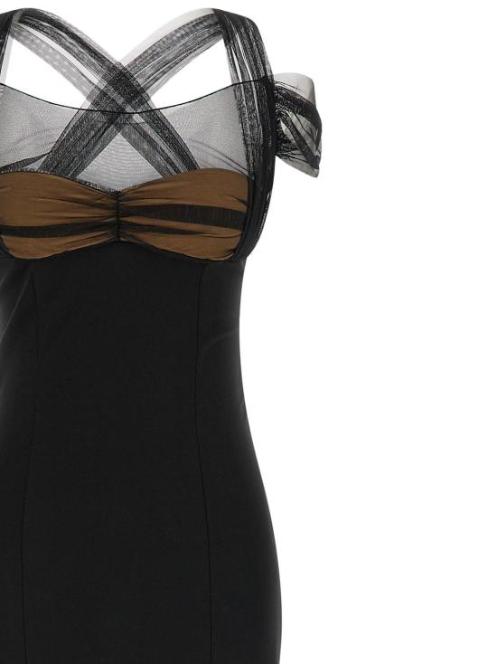  넨시 도자카 롱 원피스 드레이프 패딩 컵 맥시 드레스 블랙 - NENSI DOJAKA