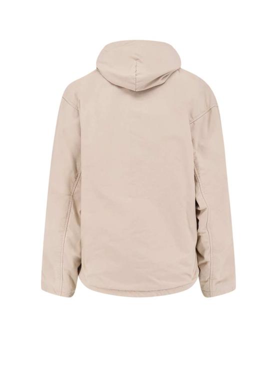  발렌시아가 자켓 코튼 블렌드 재킷, 앞면에 자수 로고 장식, 베이지 색상 - BALENCIAGA