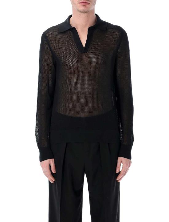  톰포드 스웨터 톰 포드 코튼 앤 실크 메시  블랙