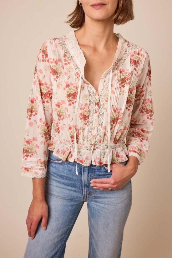  도엔 블라우스 DÔen Hillock Top 아이보리 란타나 플로럴