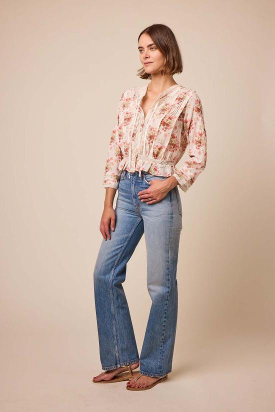  도엔 블라우스 DÔen Hillock Top 아이보리 란타나 플로럴 - DOEN