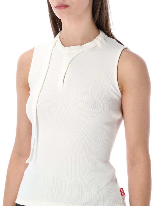  디젤 민소매 티셔츠 티 이아라 민소매 골지 코튼 탑 화이트 - DIESEL