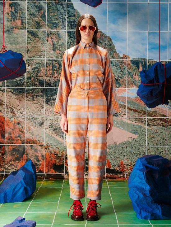  헨릭 빕스코브 팬츠 Henrik Vibskov 바나나  Zuzu 체크 - HENRIK VIBSKOV