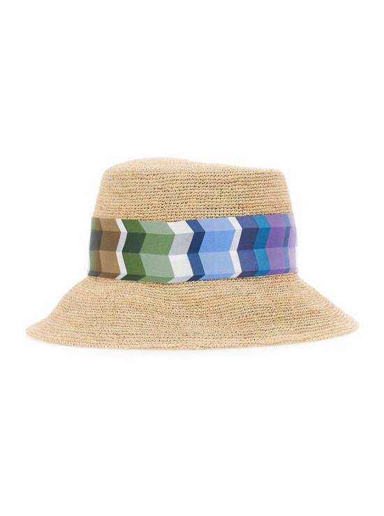  미소니 모자 미쏘니 라피아 소재 멀티컬러 맥시 보우 버킷햇