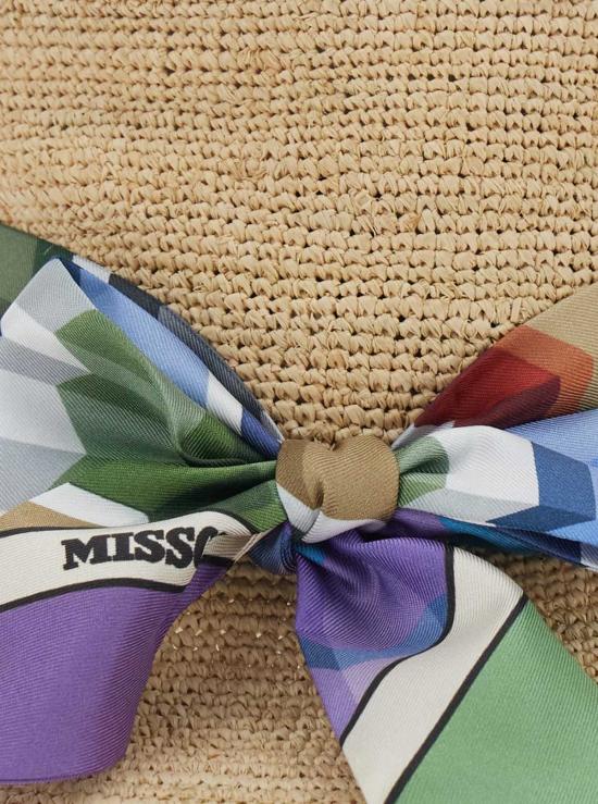  미소니 모자 미쏘니 라피아 소재 멀티컬러 맥시 보우 버킷햇 - MISSONI