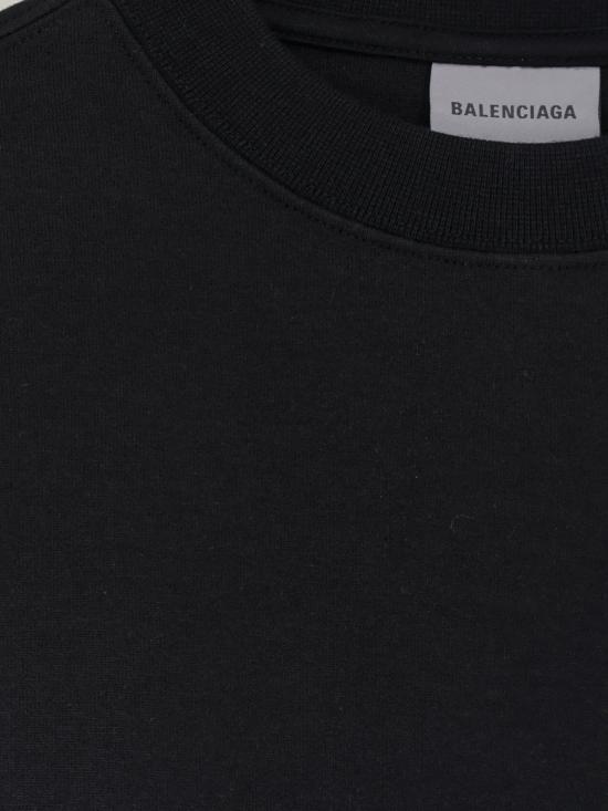 발렌시아가 반팔 티셔츠 코튼 티셔츠 블랙 - BALENCIAGA