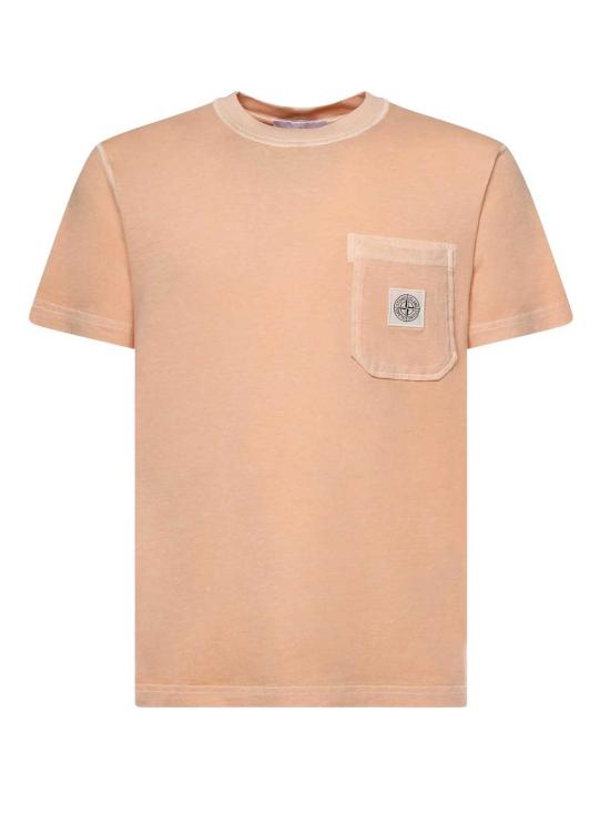  스톤 아일랜드 반팔 티셔츠 컴퍼스 패치 티셔츠 플라스터 핑크