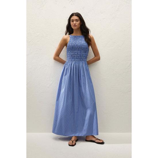  페이스풀더브랜드 롱 원피스 페이스풀 더 브랜드 라이아 맥시 드레스 블루 깅엄