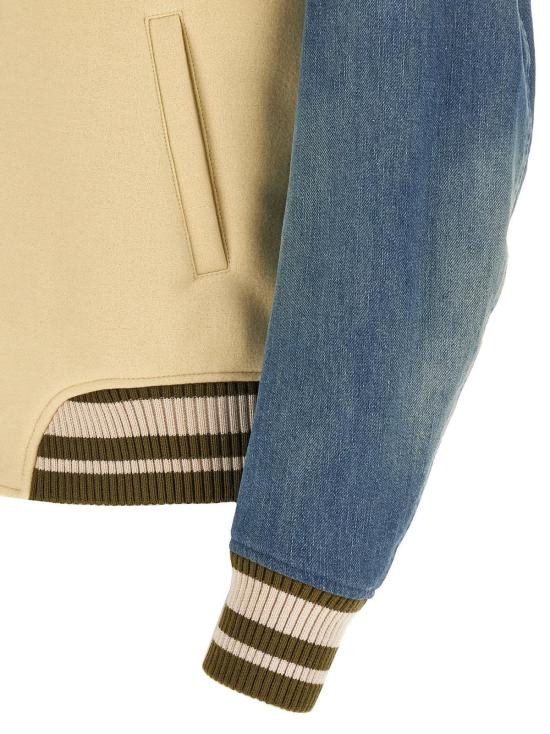  오프화이트 봄버 자켓 고딕 울 데님 바시티 봄버 재킷 화이트 - OFF WHITE