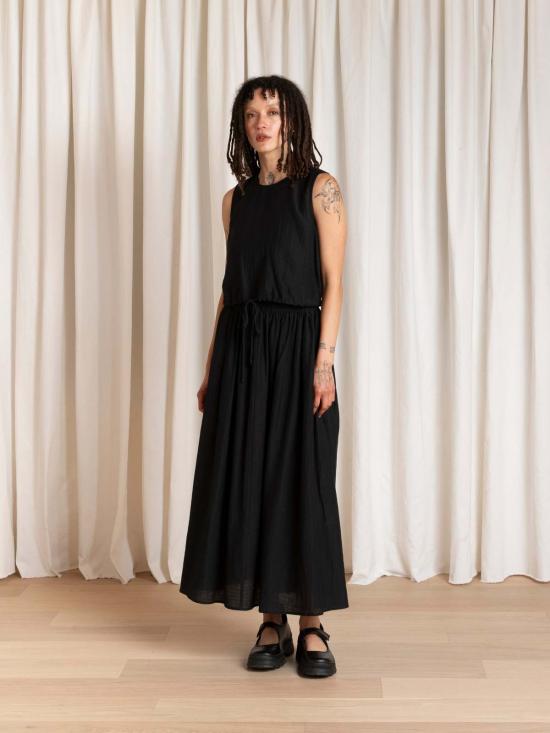  알리 골든 민소매 티셔츠 드로스트링 탱크탑 블랙 - ALI GOLDEN