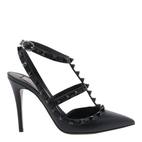  발렌티노 가라바니 샌들 락스터드 데콜레  블랙