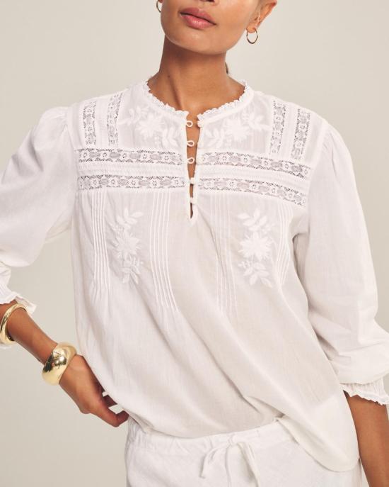  벨벳 블라우스 버디 보호 탑 화이트 - VELVET