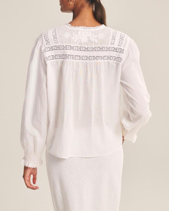  벨벳 블라우스 버디 보호 탑 화이트 - VELVET