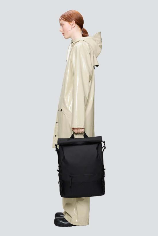  레인스 백팩 트레일 마운티니어 롤탑  블랙 - RAINS