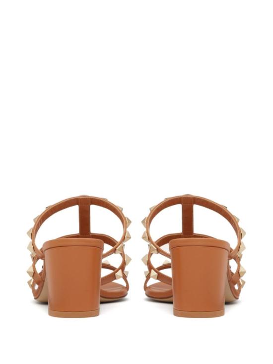  발렌티노 가라바니 샌들 락스터드 가죽  브라운 가죽 - VALENTINO GARAVANI