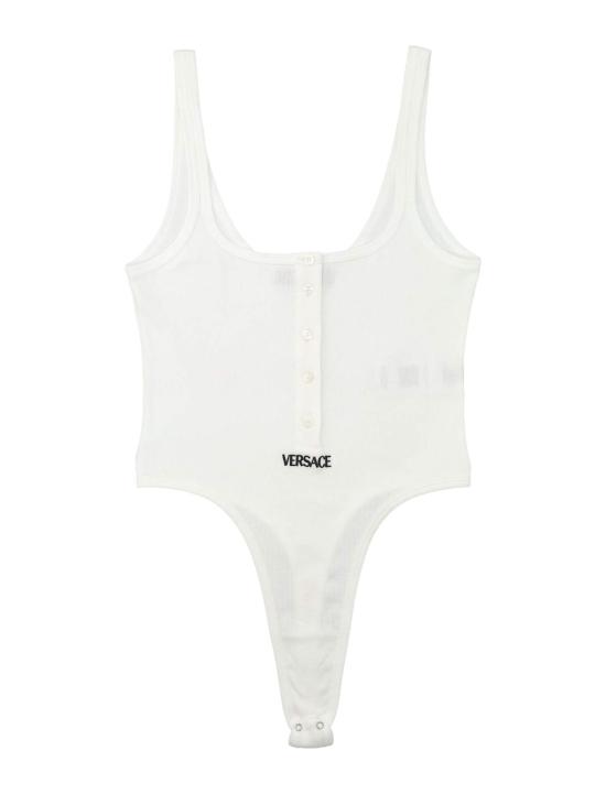  베르사체 바디수트 티셔츠 골지 코튼 보디수트 화이트