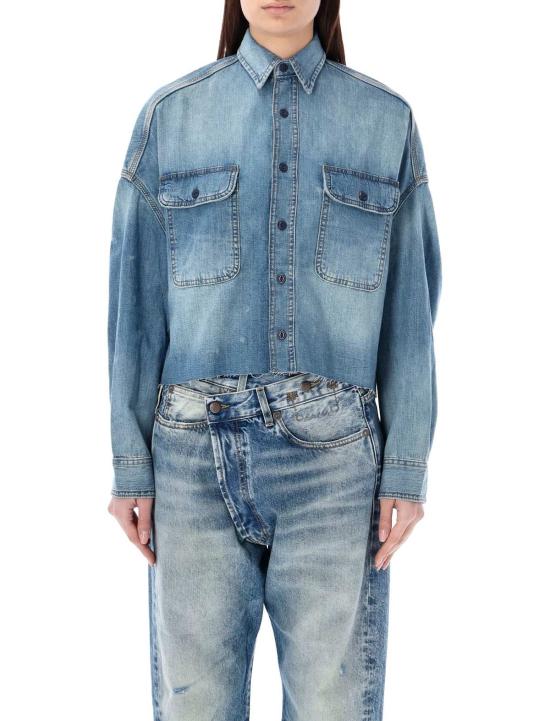  알13 데님 셔츠 R13 크롭 데님 셔츠 브린들리 블루