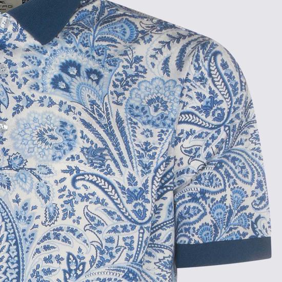  에트로 폴로 티셔츠 라이트 블루 코튼 폴로 셔츠 블루 - ETRO