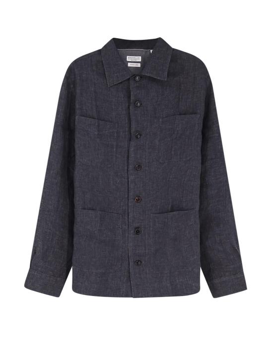  브루넬로 쿠치넬리 긴팔 셔츠 이지핏 린넨 셔츠 앤트러사이트