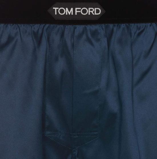  톰포드 숏팬츠 톰 포드 로고 실크 반바지 (블루) - TOMFORD