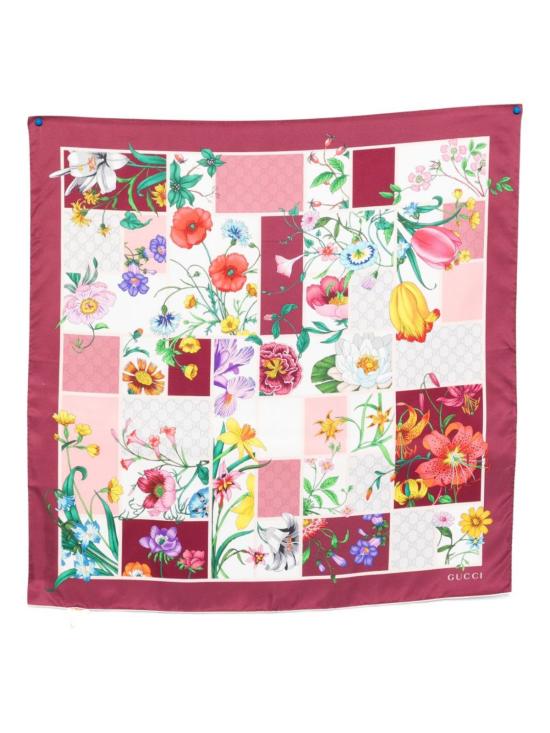  구찌 머플러/스카프 프린트 실크 풀라드 스카프 (보라색)