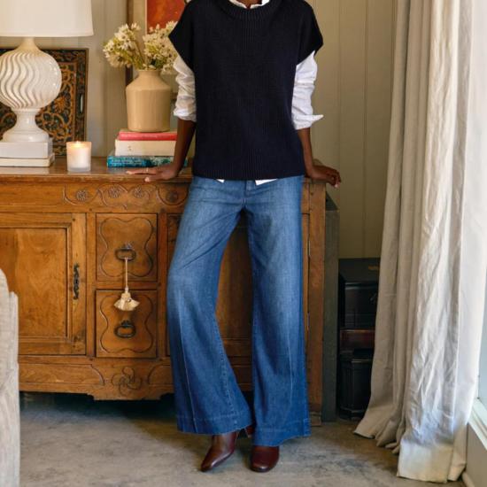  프랭크 앤 에일린 데님 팬츠 프랭크 앤 아일린 웨스트 빌리지 이탈리안 와이드 레그 치노 1984 워시드 블루 - FRANK & EILEEN