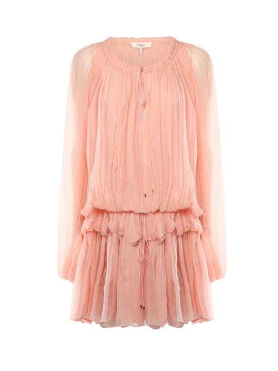  끌로에 숏 원피스 실크 머슬린 미니 드레스 케이프 드레스 탠 로즈