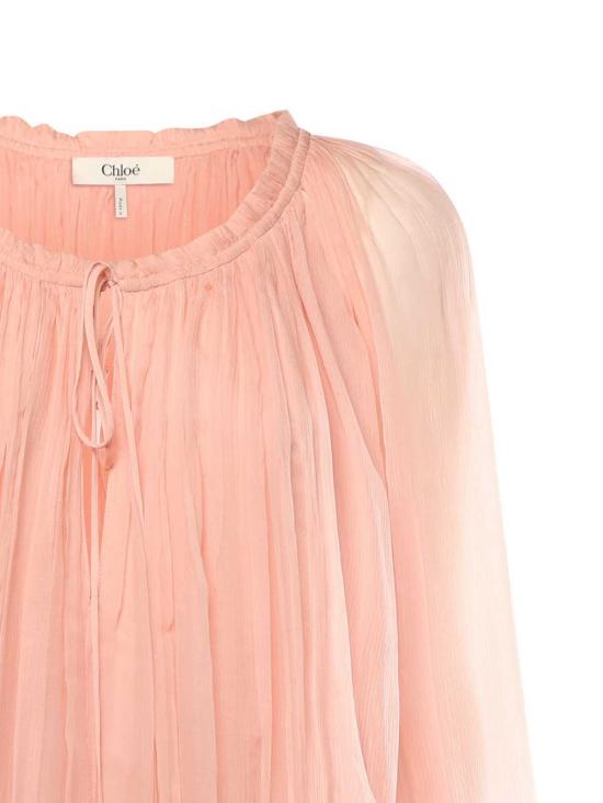  끌로에 숏 원피스 실크 머슬린 미니 드레스 케이프 드레스 탠 로즈 - CHLOE