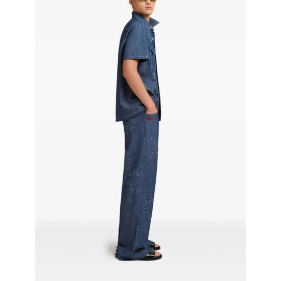  마르니 반팔 셔츠 셔츠 블루 - MARNI