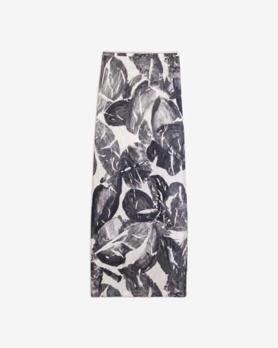  알리지 롱 스커트 알리시 브러시드 프린트 실크 맥시 스커트 - ALYSI