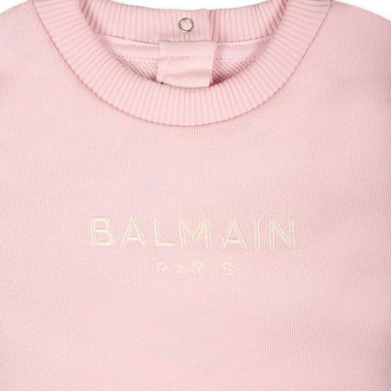  [키즈] 발망 캐주얼 세트 로고가 있는 아기용 핑크색 아동 정장 세트 - BALMAIN