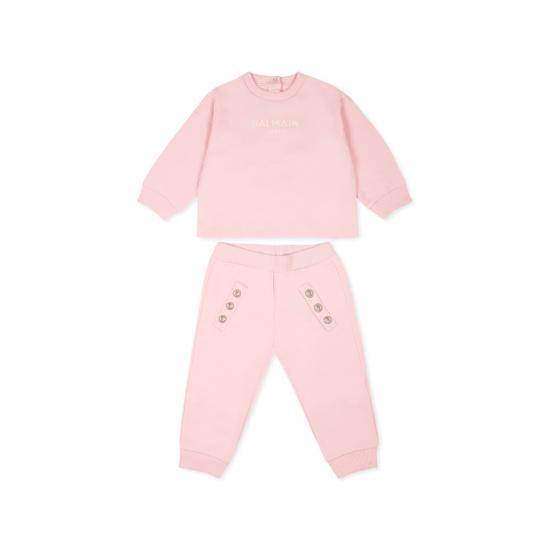  [키즈] 발망 캐주얼 세트 로고가 있는 아기용 핑크색 아동 정장 세트