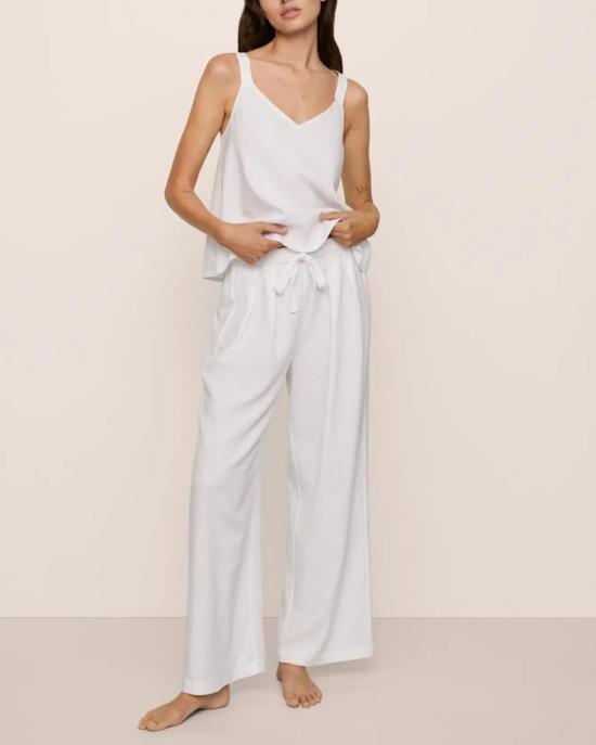  에버제이 스트레이트 팬츠 린넨 블렌드 릴랙스드  화이트