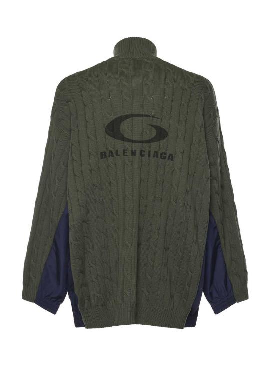  발렌시아가 자켓 하이브리드 재킷, 코튼 니트 및 기능성 원단 소재 - BALENCIAGA