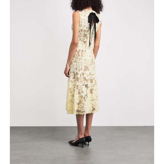  셀프 포트레이트 미디 원피스 크로셰 레이스 미디 드레스 옐로우 - SELF PORTRAIT