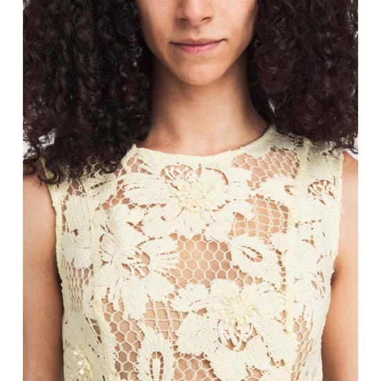  셀프 포트레이트 미디 원피스 크로셰 레이스 미디 드레스 옐로우 - SELF PORTRAIT