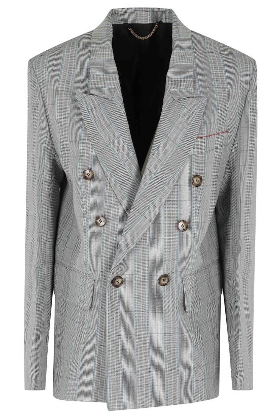  빅토리아 베컴 수트 자켓 더블 브레스트 체크 블레이저