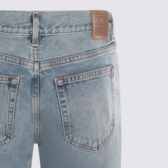  토템 데님 팬츠 라이트 블루 코튼 로우 스트레이트 데님 진 트루 빈티지 - TOTEME