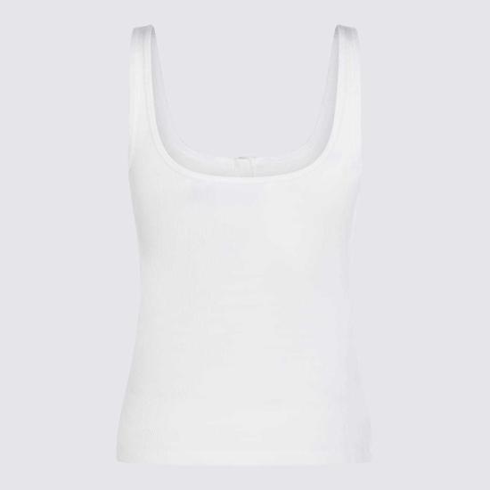  블루마린 민소매 티셔츠 코튼 탱크탑 내추럴 화이트 - BLUMARINE
