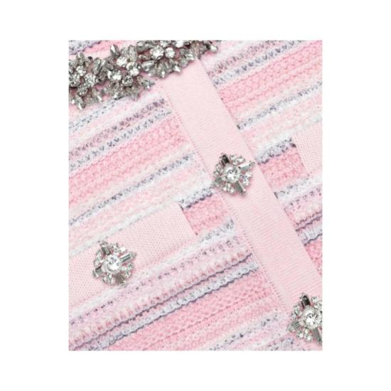  셀프 포트레이트 숏 원피스 핑크 텍스처 니트 미니 드레스 핑크 - SELF PORTRAIT