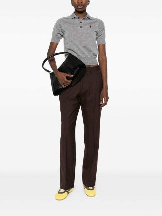  아미 반팔 티셔츠 Ami Alexandre Mattiussi Ami De Coeur 울 폴로 셔츠 그레이 - AMI