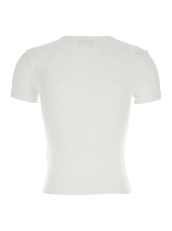  디젤 반팔 티셔츠 로고 골지 티셔츠 화이트 - DIESEL