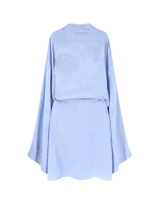  발렌시아가 숏 원피스 랩 실크 미니 드레스 블루 - BALENCIAGA