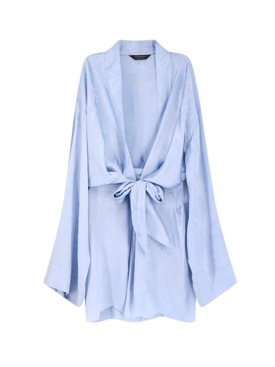  발렌시아가 숏 원피스 랩 실크 미니 드레스 블루