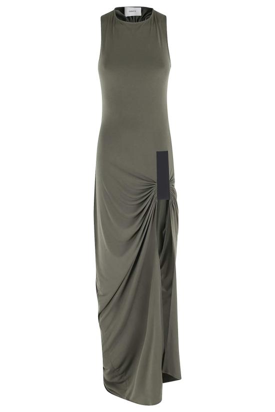  코페르니 롱 원피스 테이프로 고정된 녹색 드레스