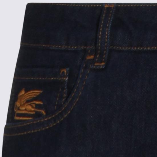  에트로 데님 팬츠 다크 블루 코튼 진 - ETRO