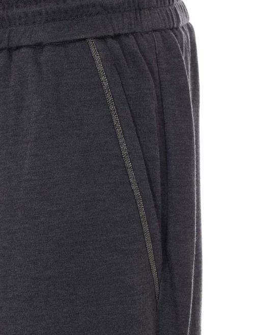  브루넬로 쿠치넬리 스트레이트 팬츠 인터록 , 광택 있는 포켓 디테일, 회색 - BRUNELLO CUCINELLI