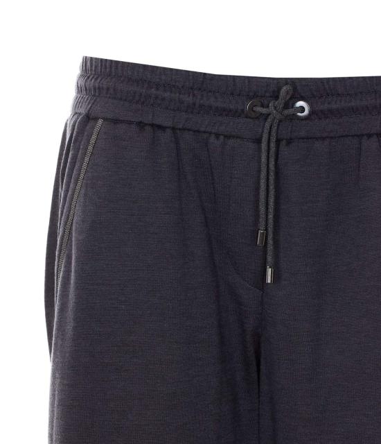  브루넬로 쿠치넬리 스트레이트 팬츠 인터록 , 광택 있는 포켓 디테일, 회색 - BRUNELLO CUCINELLI