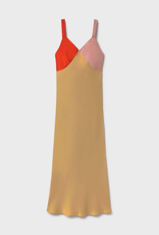  실크 런드리 롱 원피스 실크 세탁 데코 러플 드레스 스냅퍼